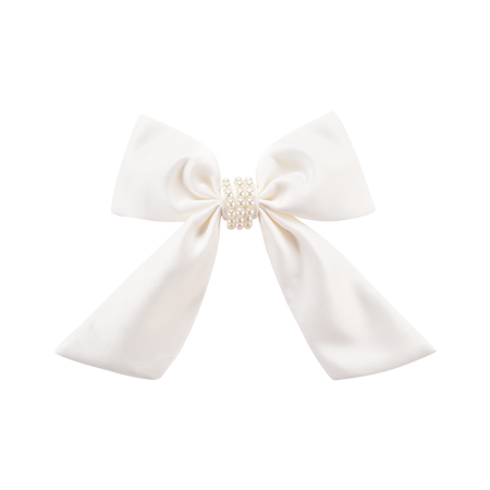 White pearl bow hair accessory for flower girl gowns, matching flower girl dresses Australia.