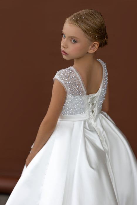 Diana White Pearl Beaded Gown Dress (MADE TO ORDER)