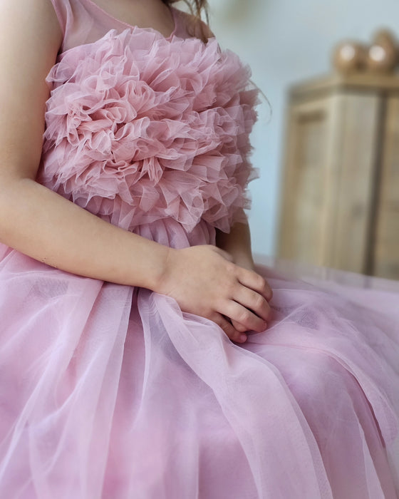 Ariella Pink & Blue 3D Floral Tulle Dress