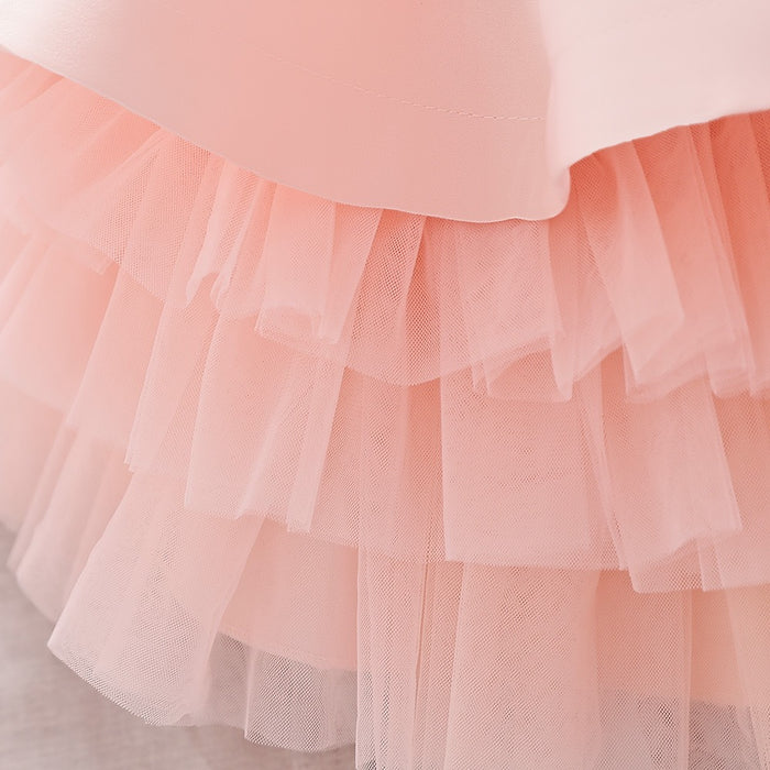 Betty Satin Tulle Dress – Pink Princess Party Outfit