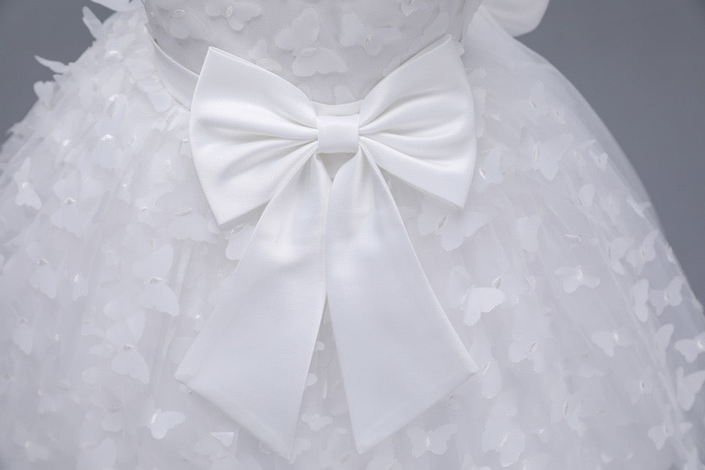 Grace Tulle Butterfly Dress – White Birthday