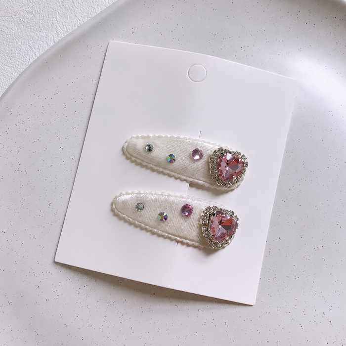 Crystal Heart Velvet Hair Clips