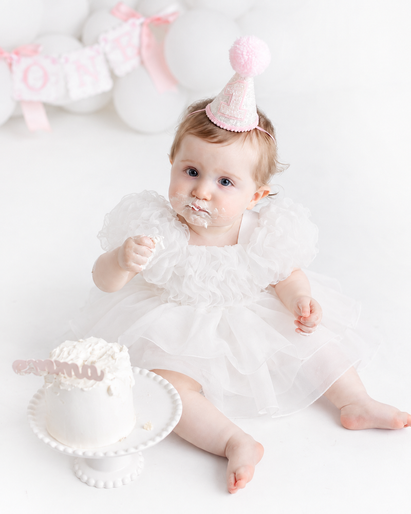 Daisy Ruffled Puff Sleeve Organza Dress (White)