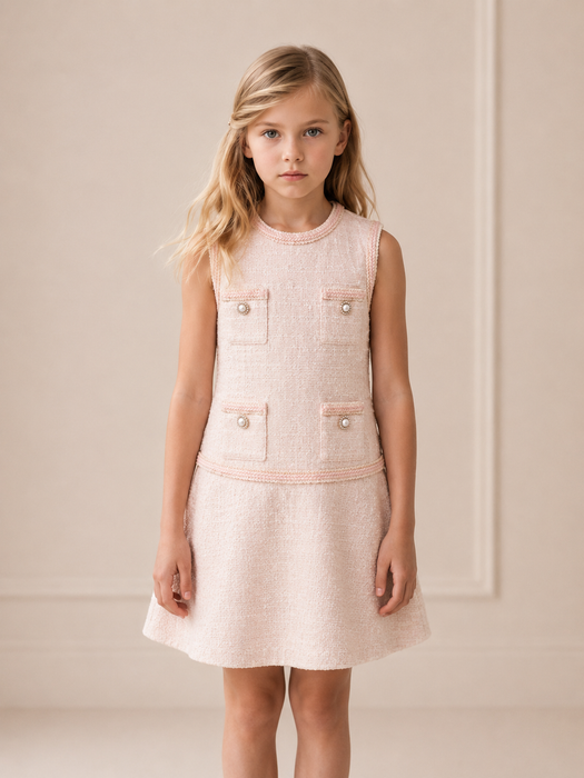 Paris Pink Tweed Dress (PRE ORDER ETA SEP)