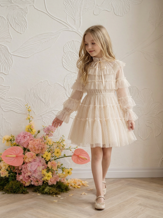 Amelie Ivory Dotted Tulle Dress (PRE ORDER)