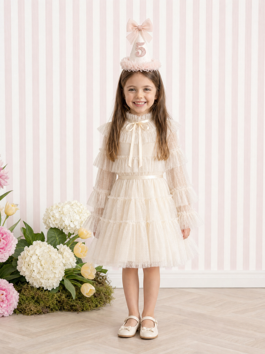 Amelie Ivory Dotted Tulle Dress