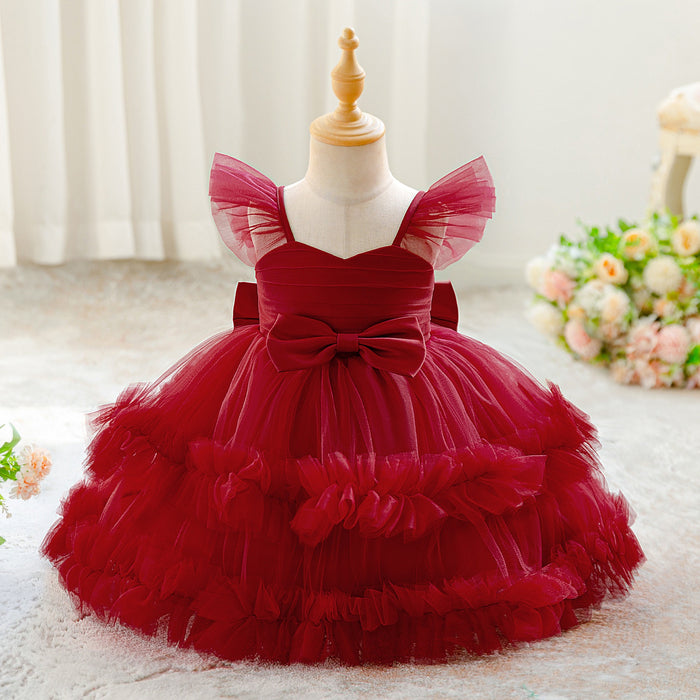 Ruby Red Bow First Birthday Dress