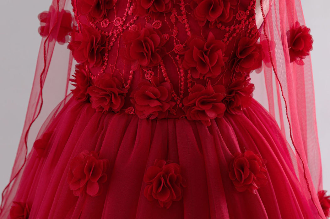 Flora Tulle Flower Cape Dress – Red Fairy Princess Birthday