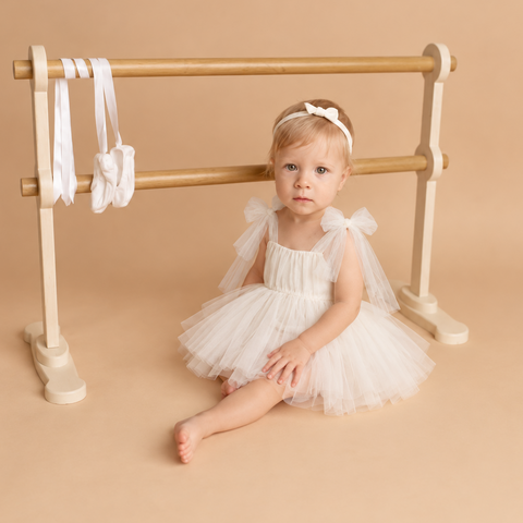 White Baby Bow Romper Dress – Newborn & Infant