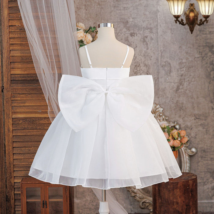 White Bow Year 6 Graduation Dress for Girls