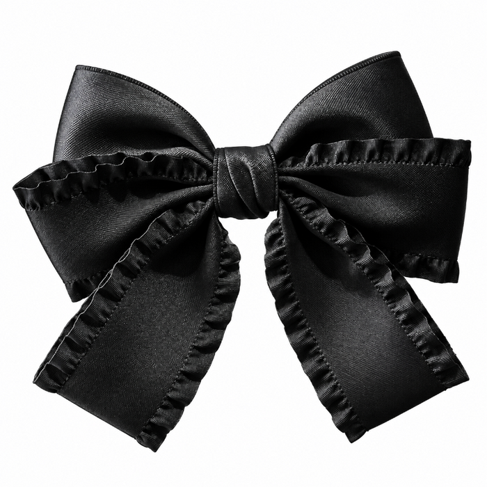 Black Ruffle Hair Bow for Girls