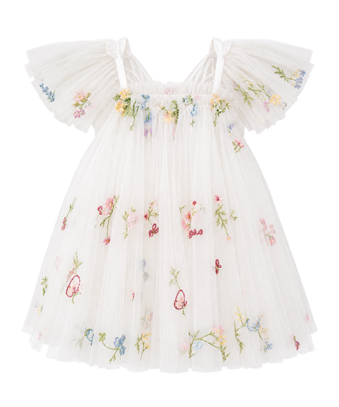 White Baby Floral Romper Dress – Newborn & Infant