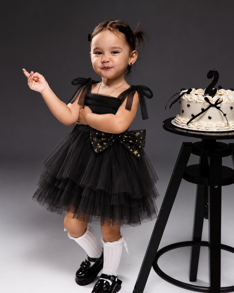 Black Star Bow Tutu Dress for Baby Girls