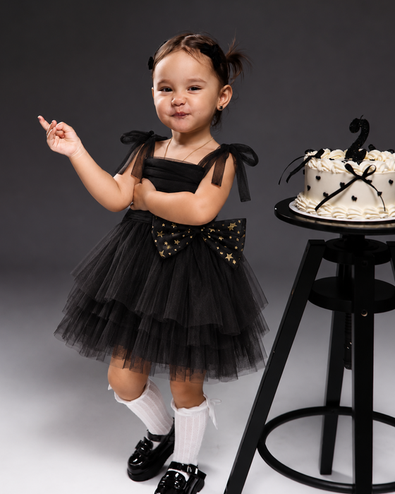 Black Star Bow Tutu Dress for Baby Girls