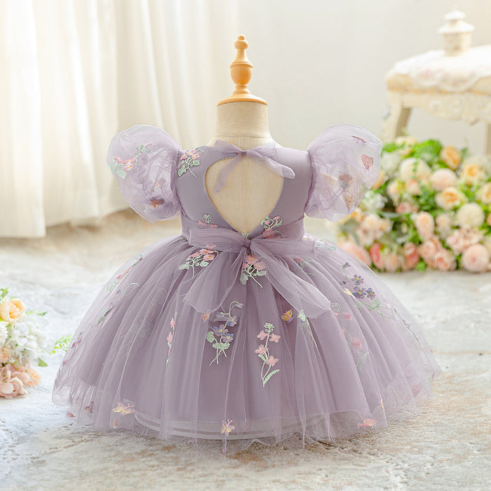 Fairy Bloom Floral Embroidered Baby Romper - Lilac