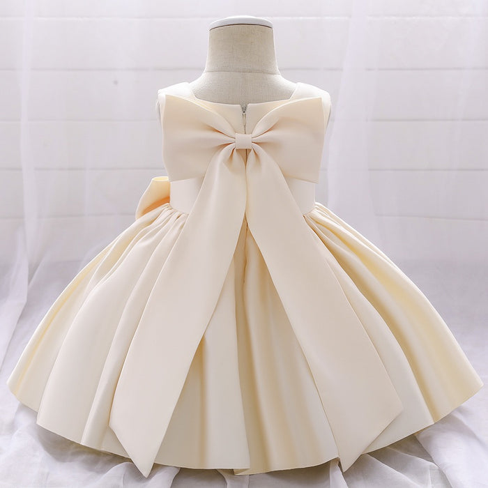 Elsie Satin Dress – Cream Princess Birthday Outfit