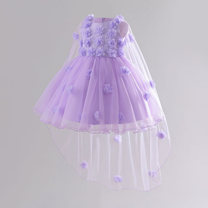 Flora Tulle Flower Cape Dress – Lilac Fairy Princess Birthday