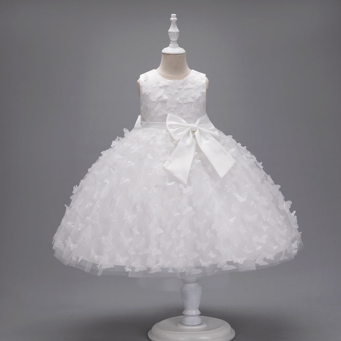 Grace Tulle Butterfly Dress – White Birthday