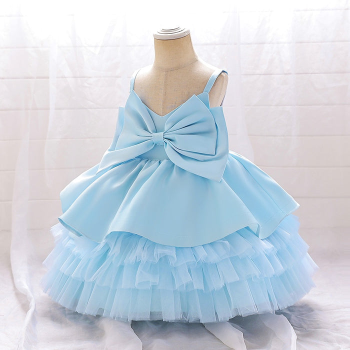 Betty Satin Tulle Dress – Blue Princess Party Outfit