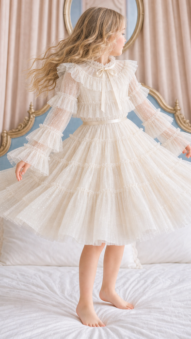 Amelie Long Sleeve Tulle Birthday Dress For Girls