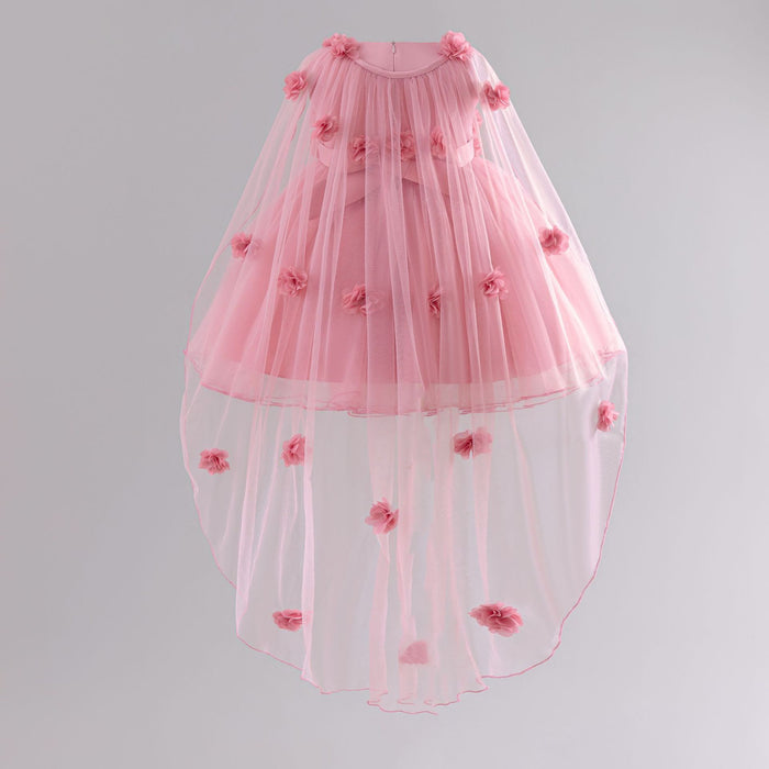 Flora Tulle Flower Cape Dress – Pink Fairy Princess Birthday