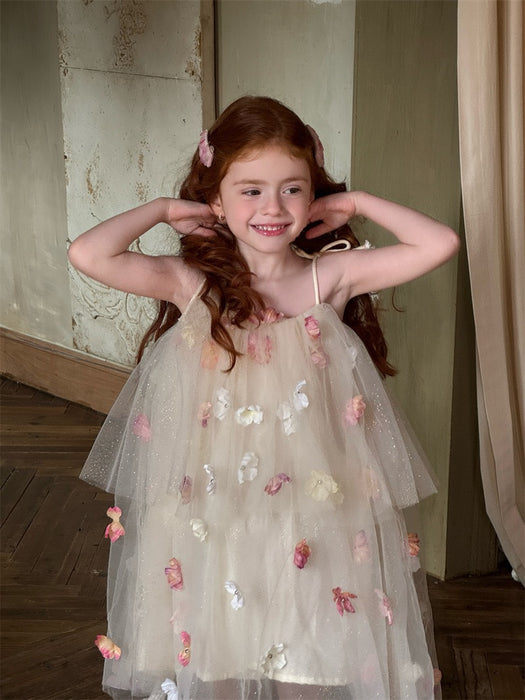 Dreamy Flower Petal Tulle Dress – Pink Sparkle Birthday