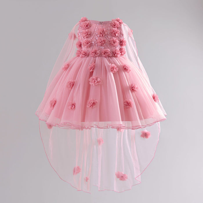 Flora Tulle Flower Cape Dress – Pink Fairy Princess Birthday