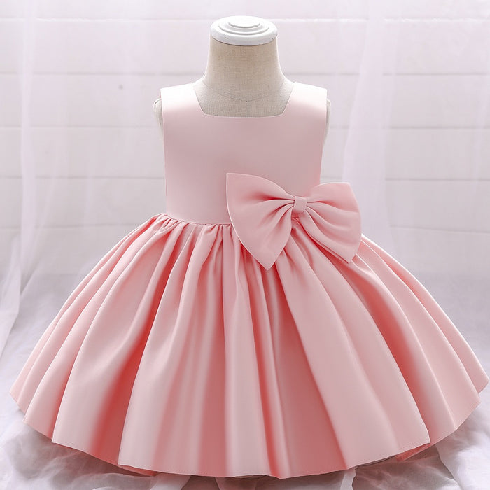 Elsie Satin Dress – Pink Princess Birthday Outfit