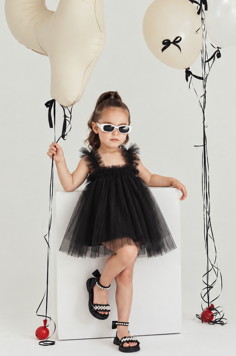 Black Tulle Party Dress for Baby Girls