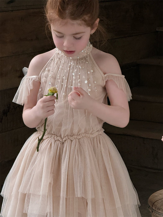 Beige Pearl Birthday Party Tutu Dress