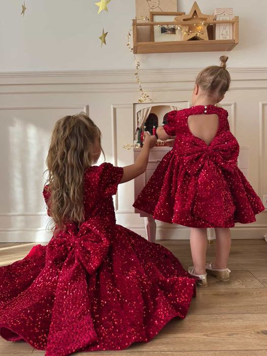 Scarlett Red Sequin Christmas Dress for Girls(PRE ORDER MID OCT)
