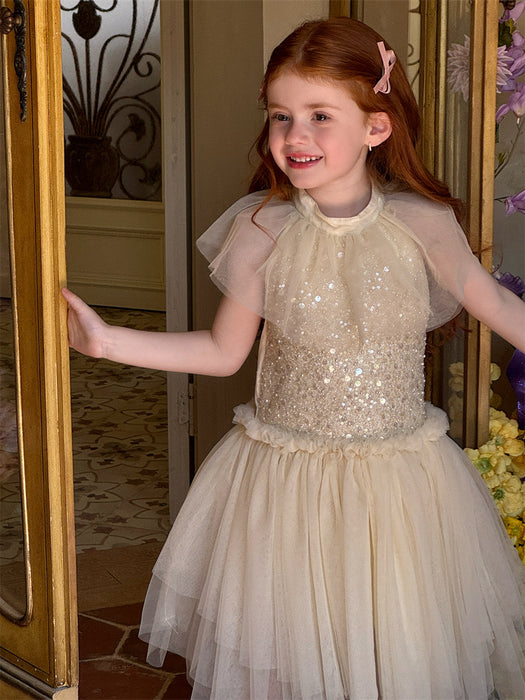 Sierra Champagne Sequin Tulle Dress