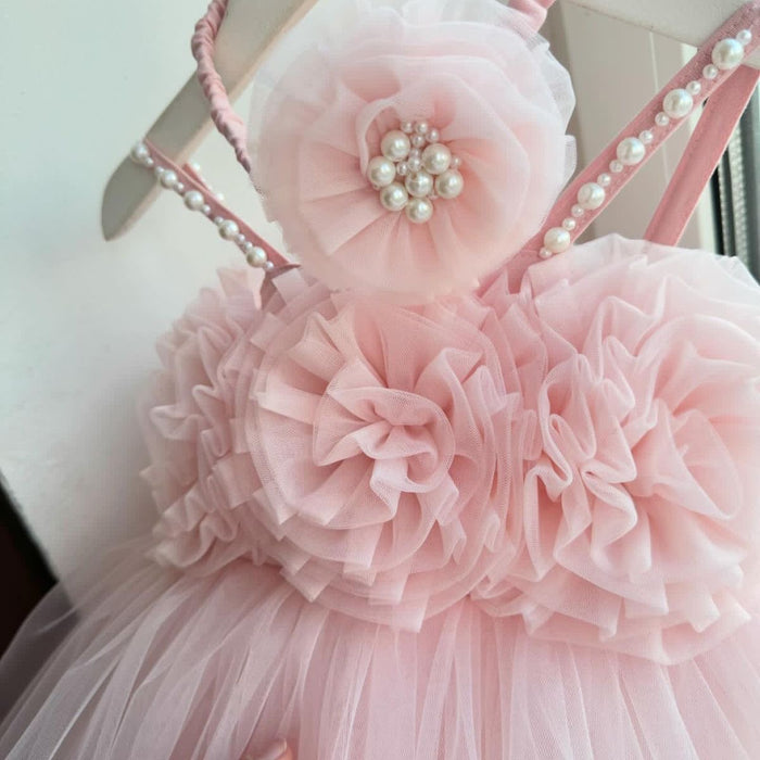 Pearl layered tulle dress