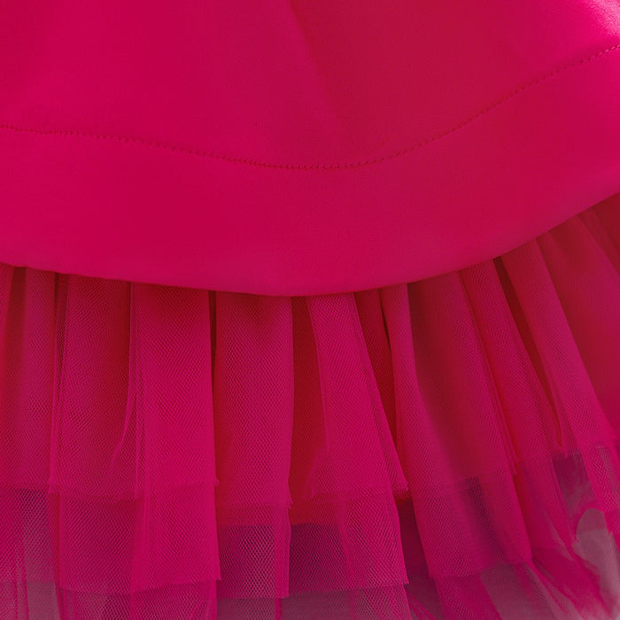 Betty Satin Tulle Dress – Neon Pink Princess Party Outfit
