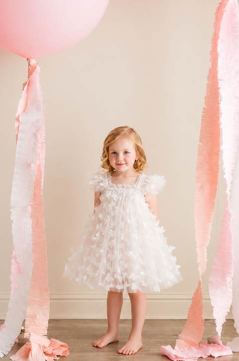 White Baby Butterfly Dress – Newborn & Infant Tulle Dress