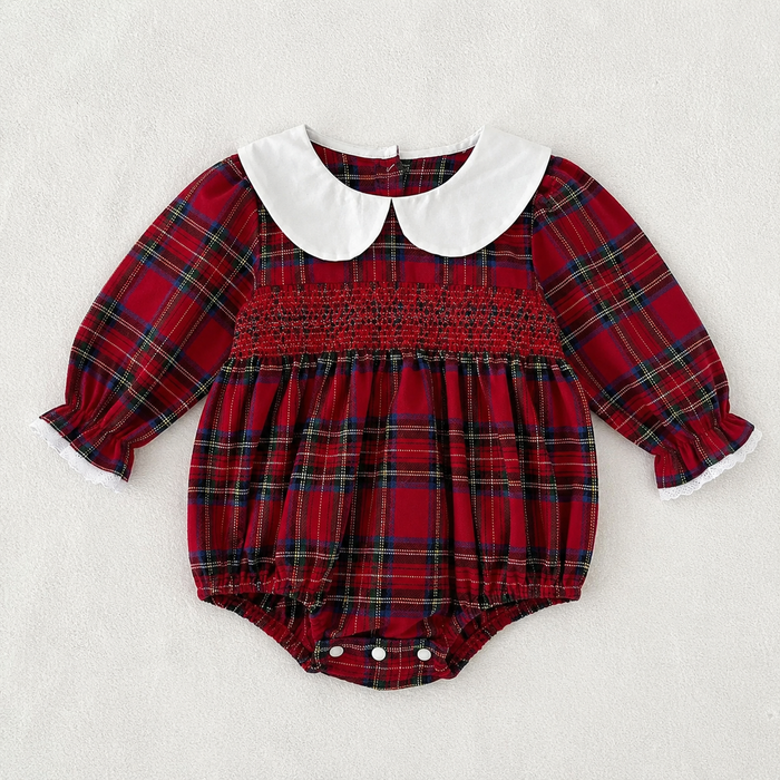 Clara Plaid Christmas Baby Romper
