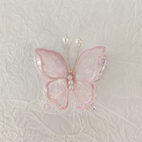 Pink Butterfly Hair Clips for Girls