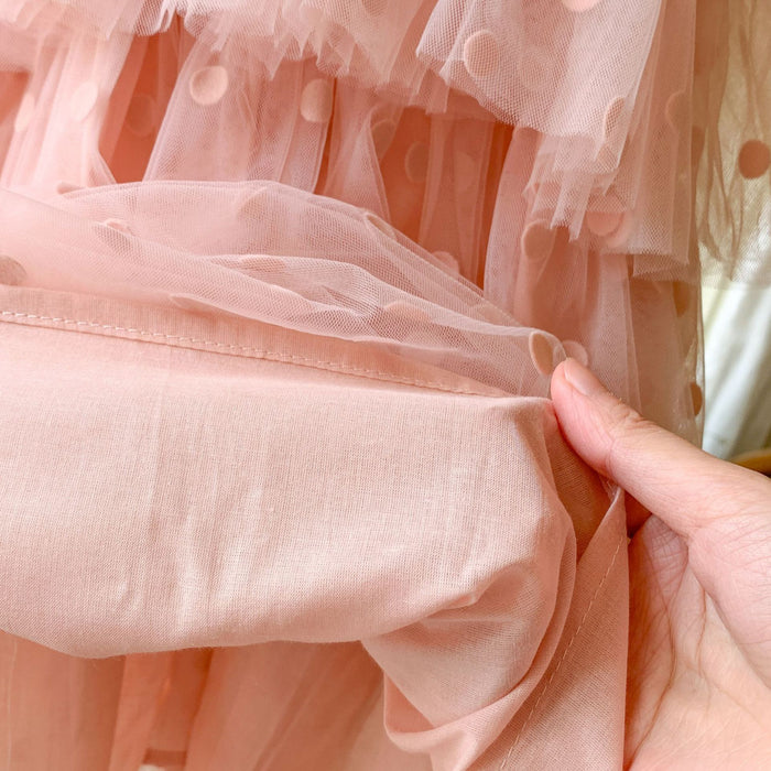 Pink Dot Tiered Tulle Birthday Dress