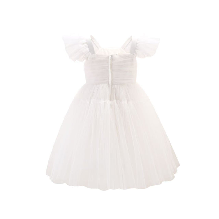 Janet White Pearl Flower Girl Tulle Dress