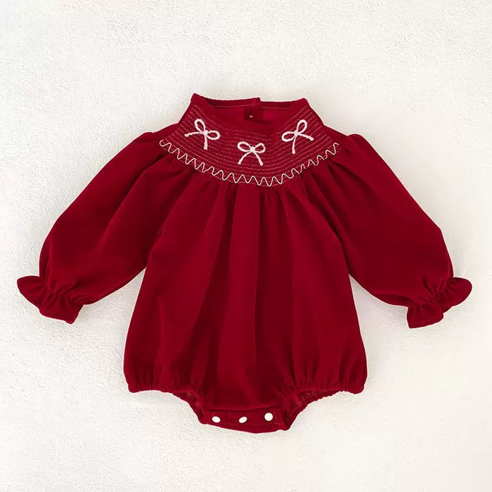 Belle Bow Christmas Baby Romper