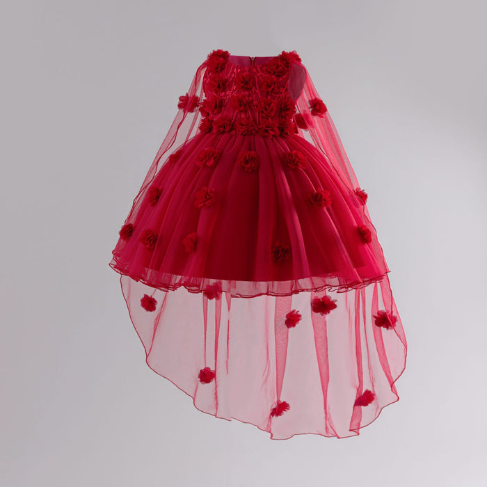Flora Tulle Flower Cape Dress – Red Fairy Princess Birthday