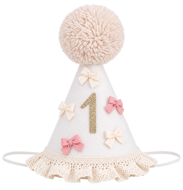 Pink & Beige First Birthday Party Hat