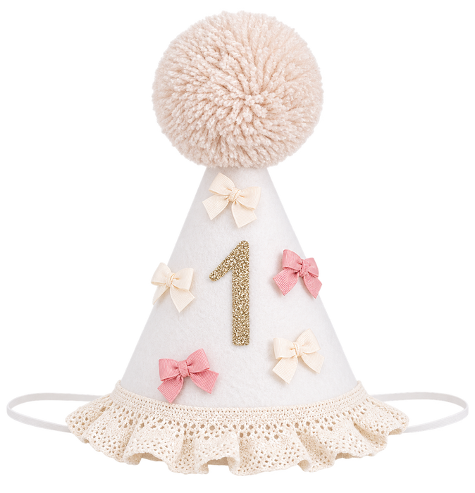 Pink & Beige First Birthday Party Hat