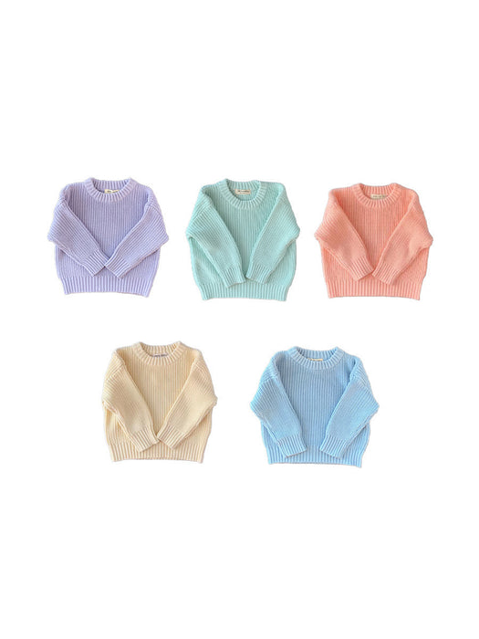 Noa Cotton Knit Sweater – Pastel Unisex Layering