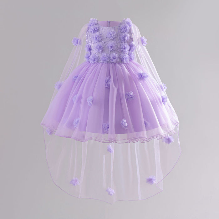 Flora Tulle Flower Cape Dress – Lilac Fairy Princess Birthday