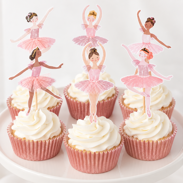 Pink Ballerina Cupcake Toppers(Set of 12)