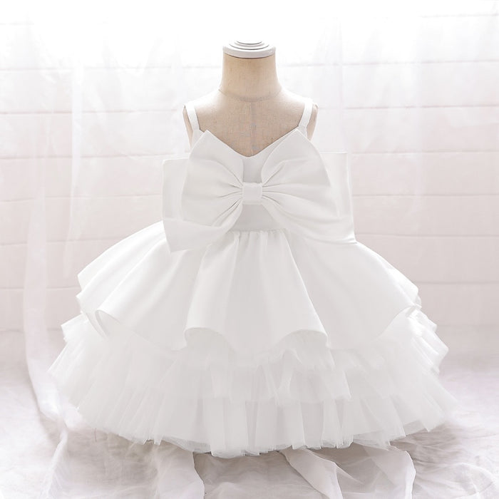 Betty Satin Tulle Dress – White Princess Party Outfit