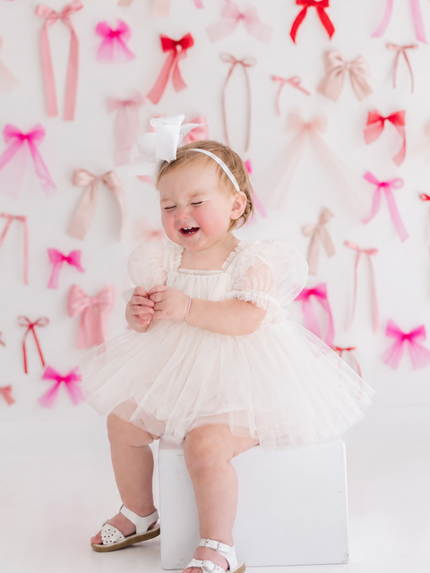 White Baby Puff Sleeve Dress – Newborn & Infant Tulle Dress