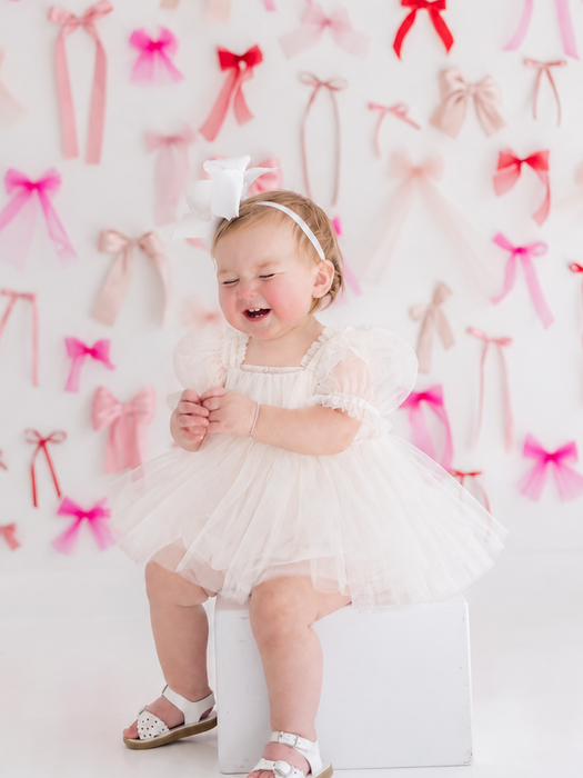 White Baby Puff Sleeve Dress – Newborn & Infant Tulle Dress