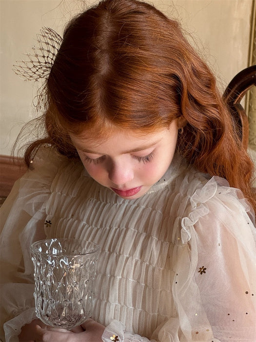 Clara Tulle Smocked Dress – Gold Vintage Puff